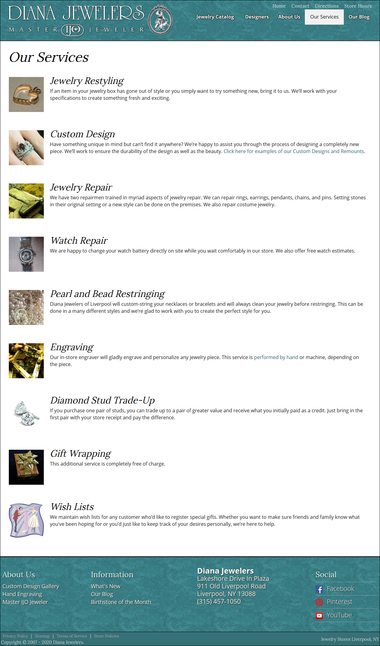 Example Jewelry Website Templates, Artemis Jewelry Services