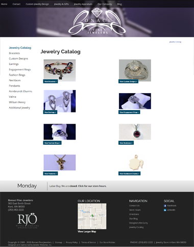 Example of how a jewelry web design company uses the Joy to build the jewelry ecommerce catalog page
