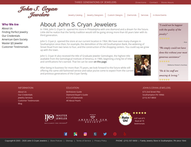 Completed example of the home page when using the Heart jewellery website design templates